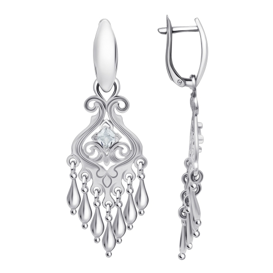 Серьги-трансформеры из серебра с фианитами