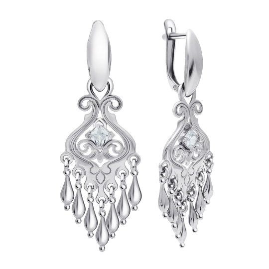 Серьги-трансформеры из серебра с фианитами