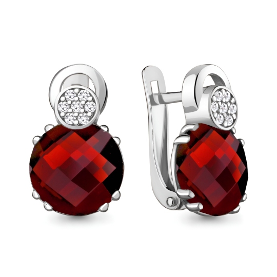 Серьги из серебра с ювелирными кристаллами и фианитами