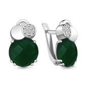 Серьги из серебра с агатами и фианитами