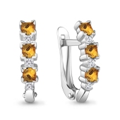 Серьги из серебра с цитринами и фианитами