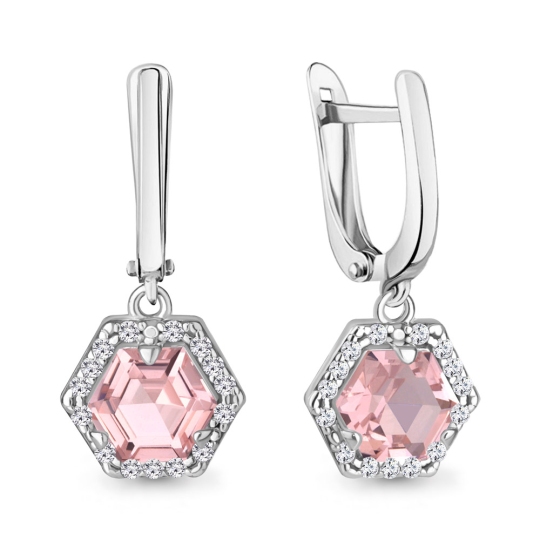 Серьги из серебра с ювелирными кристаллами и фианитами