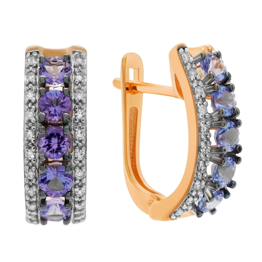 Серьги из золота с бриллиантами и танзанитами