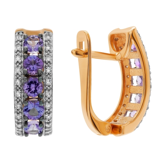 Серьги из золота с бриллиантами и танзанитами