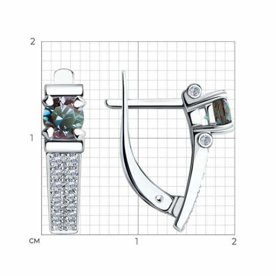 Серьги из белого золота с бриллиантами и александритами