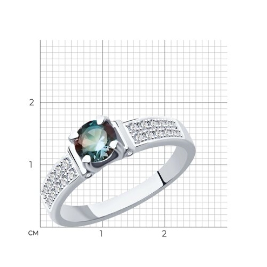 Кольцо из белого золота с бриллиантами и александритом