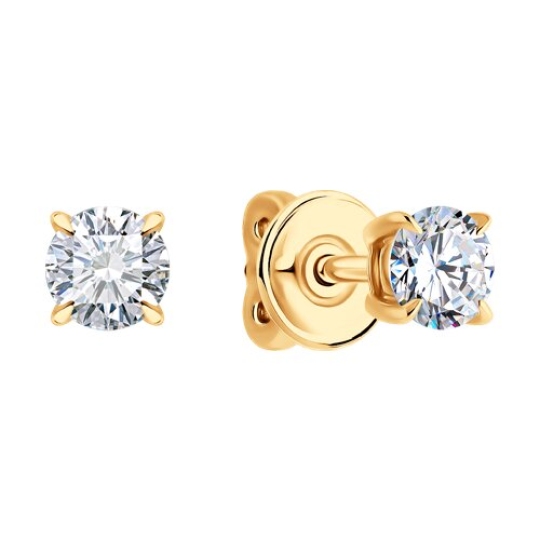 Серьги из золота с выращенными бриллиантами и рубинами