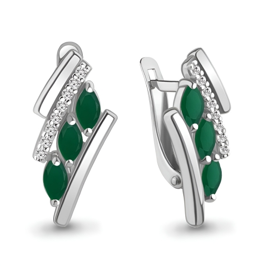 Серьги из серебра с агатами и фианитами