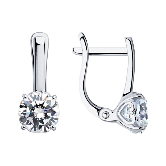 Серьги из серебра с фианитами