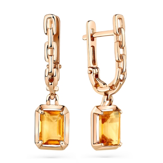 Серьги из золота с цитринами