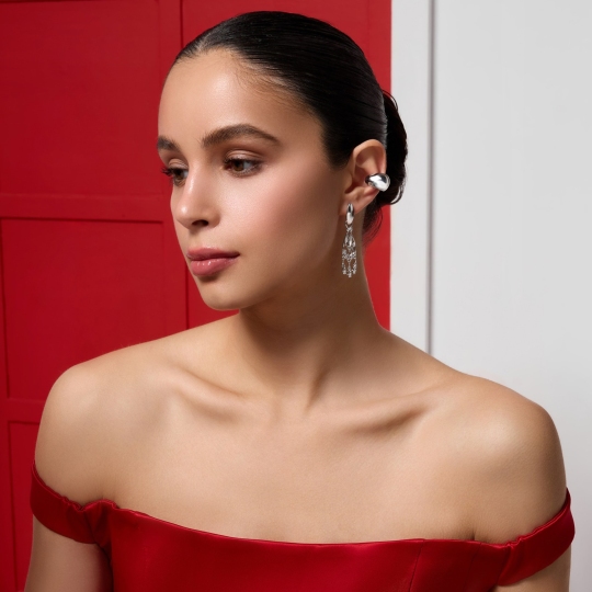 Серьги-трансформеры из серебра с фианитами