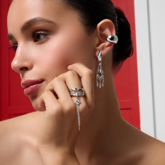 Серьги-трансформеры из серебра с фианитами