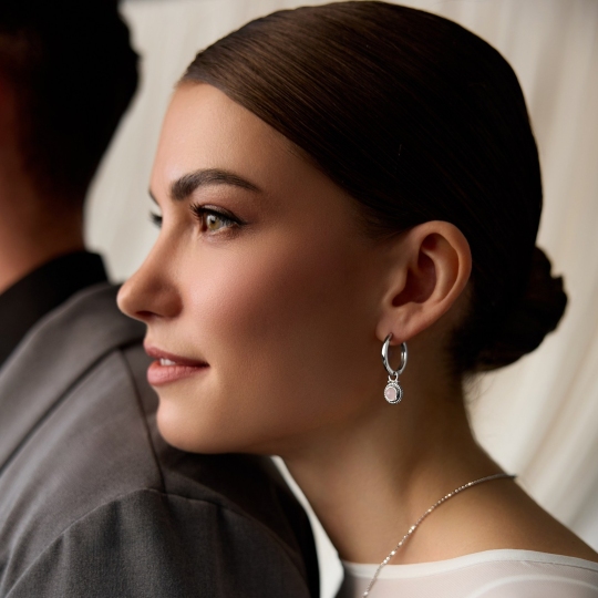 Серьги-трансформеры из серебра с кварцами