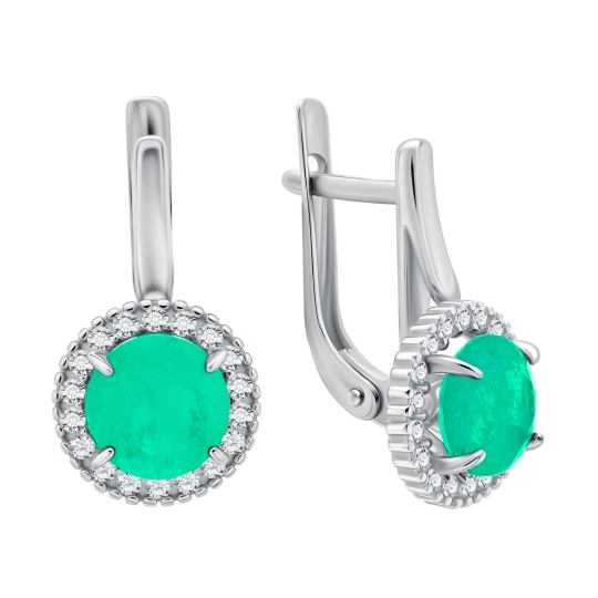 Серьги из серебра с горным хрусталем и фианитами