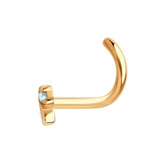 Пирсинг в нос из золота с фианитами