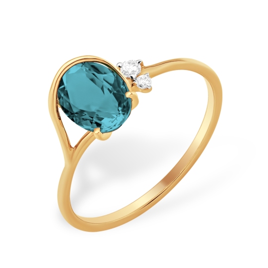 Кольцо из золота с ситаллом топаз London и фианитами
