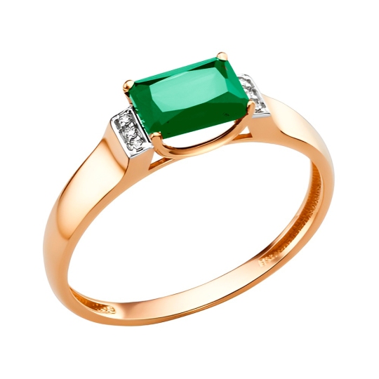 Кольцо из золота с ситаллом турмалин и фианитами