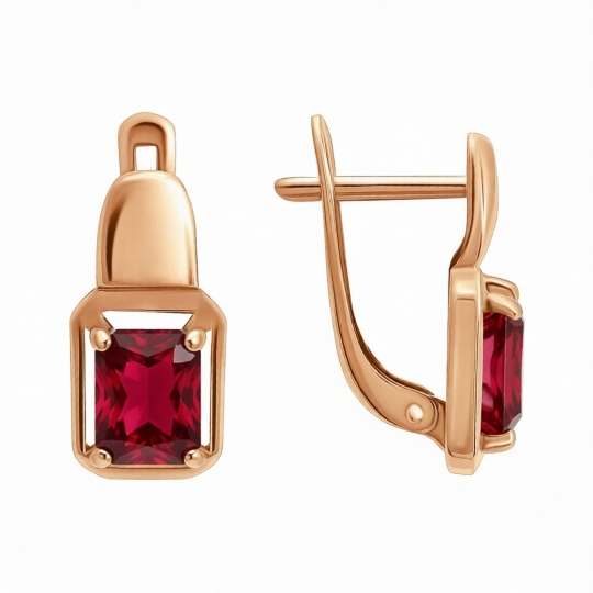 Серьги из золота с гранатами