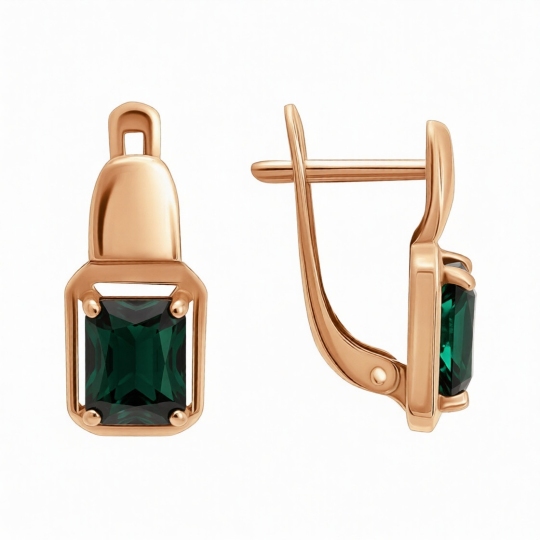 Серьги из золота с ситаллами турмалин