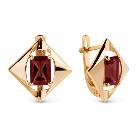 Серьги из золота с гранатами