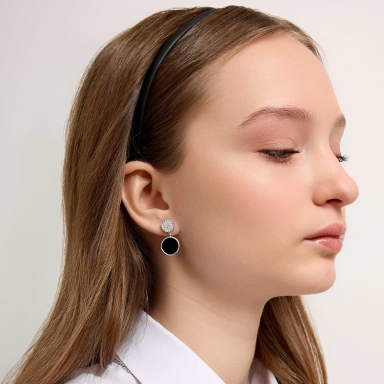 Серьги из серебра с агатами и фианитами