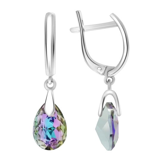 Серьги из серебра с ювелирными кристаллами