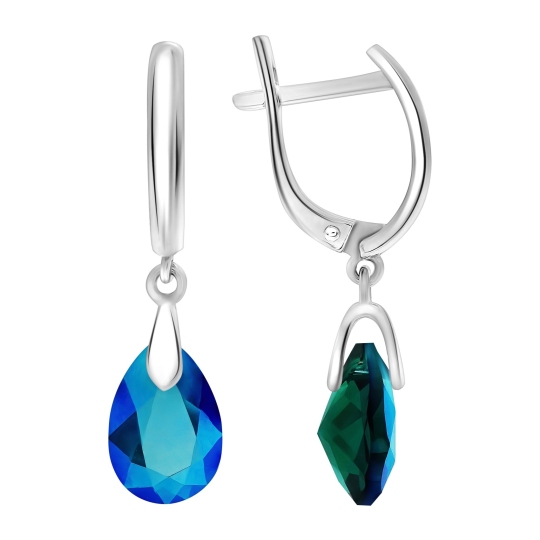 Серьги из серебра с ювелирными кристаллами
