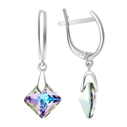 Серьги из серебра с ювелирными кристаллами