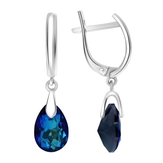 Серьги из серебра с ювелирными кристаллами