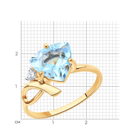 Кольцо из золота с топазом и фианитом