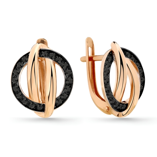 Серьги из золота с черными фианитами