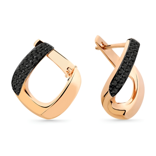 Серьги из золота с черными фианитами