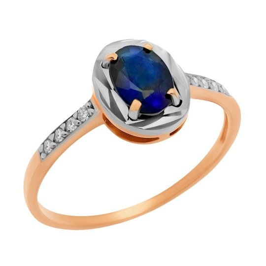 Кольцо из золота с бриллиантами и сапфиром