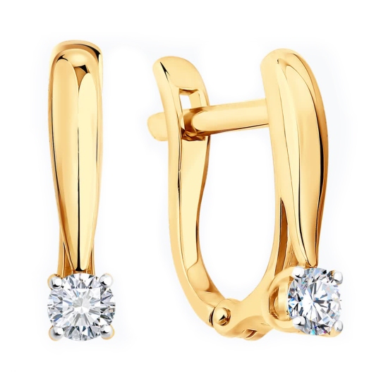 Серьги из золота с фианитами