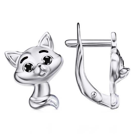 Серьги из серебра с фианитами