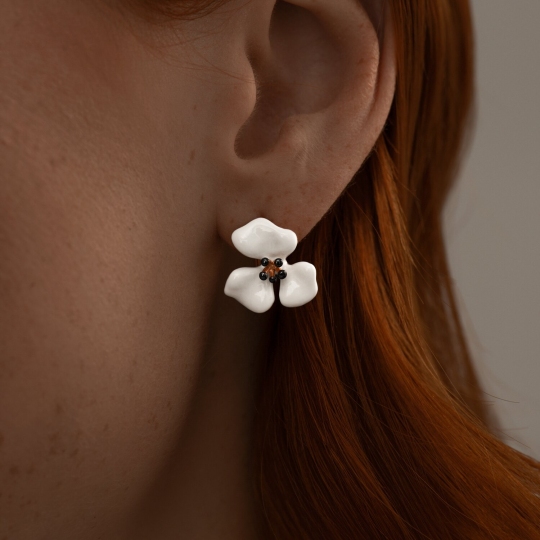 Серьги из серебра с позолотой и эмалью