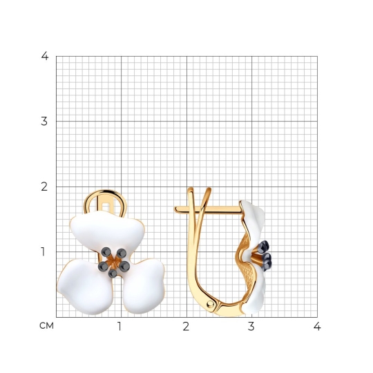 Серьги из серебра с позолотой и эмалью