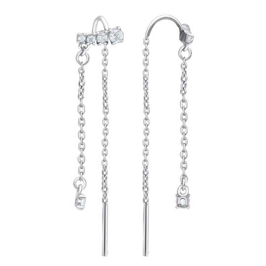 Серьги из серебра с фианитами