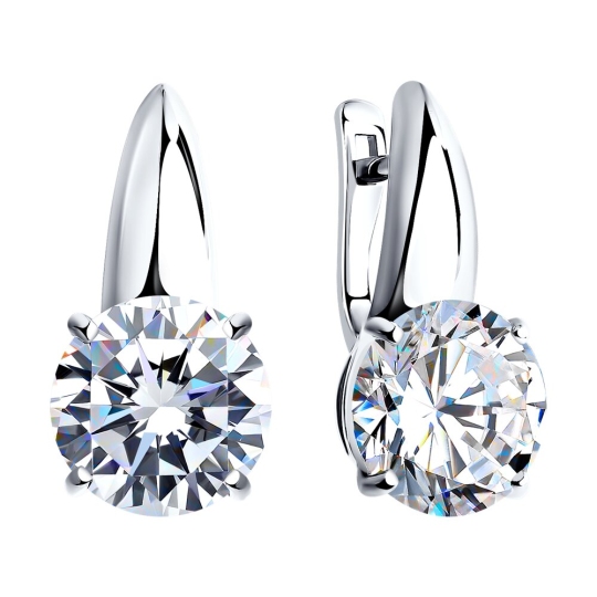 Серьги из серебра с фианитами