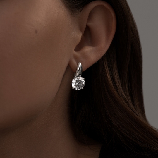 Серьги из серебра с фианитами