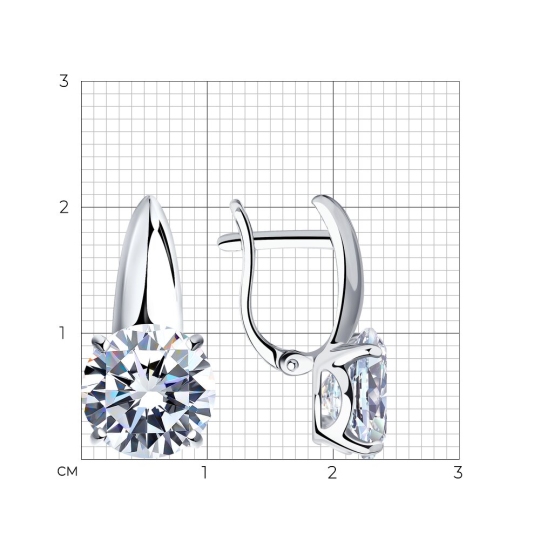 Серьги из серебра с фианитами