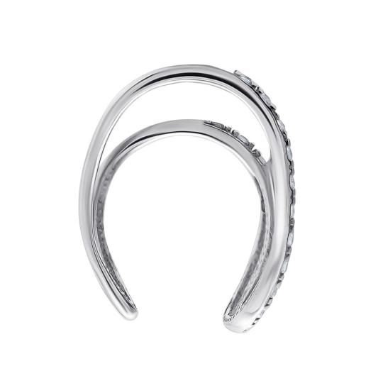 Серьга-кафф из серебра с фианитами