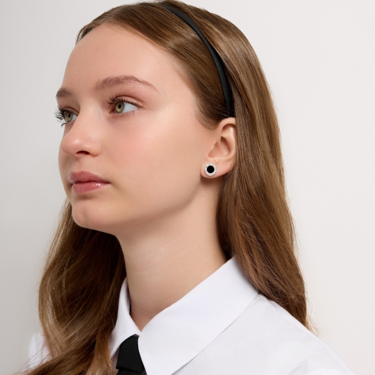 Серьги из серебра с эмалью и фианитами