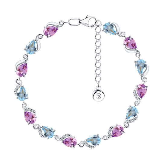 Браслет из серебра с миксом камней