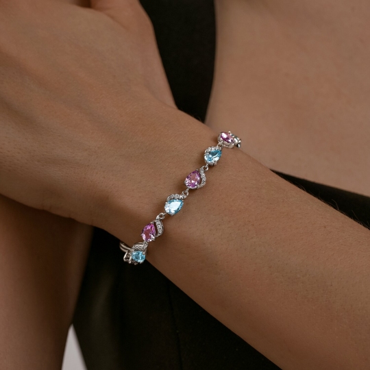 Браслет из серебра с миксом камней