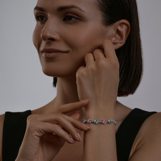 Браслет из серебра с миксом камней