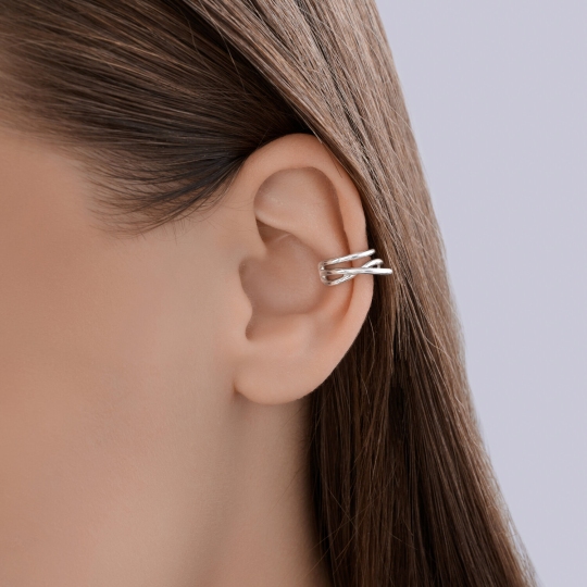 Серьга-кафф из серебра