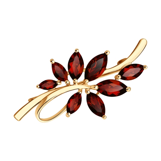 Брошь из золота с гранатами