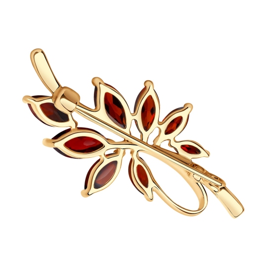 Брошь из золота с гранатами