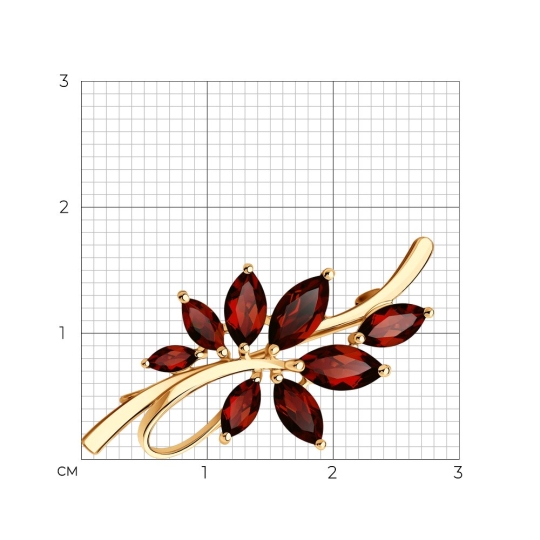 Брошь из золота с гранатами